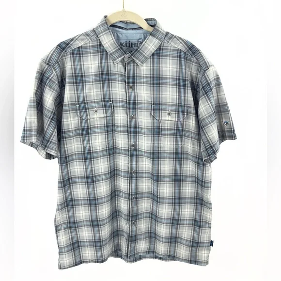 Kuhl Response Shirt Men Size Large Short Sleeve Button Down Plaid Outdoor Casual - Picture 15 of 15